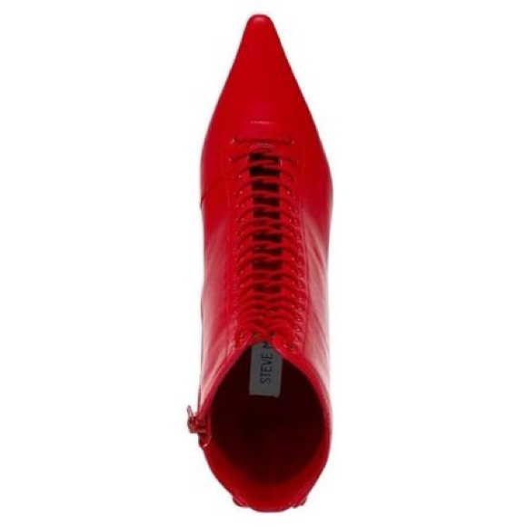 NWOB $159  Steve Madden, the Allnight Laced Stiletto Heel Booties RED - Picture 4 of 7
